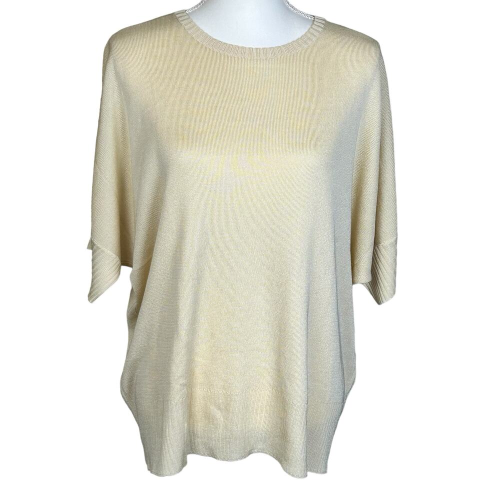 GISPA Light Sweater Women Size 14 Yellow Italian Made Knit Dolman Minimalist Top